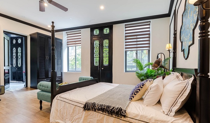 Không gian phòng ngủ Indochine với Màn cầu vồng làm điểm nhất